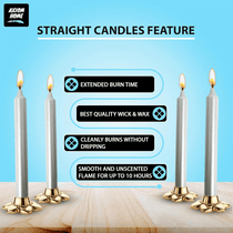 (Pack of 10) Unscented Straight Candles -10 Hours Burning Time (Pearl White)