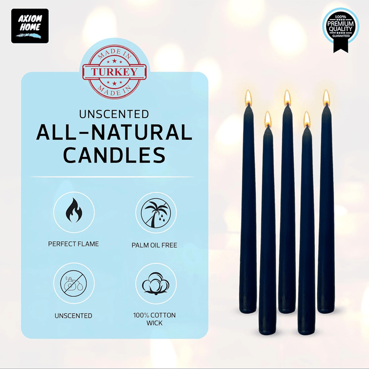 Pack of 10 Unscented Taper Candles-9.84 Inches Tall Thicker Candle Set-9 Hours Burning time (Midnight Blue)