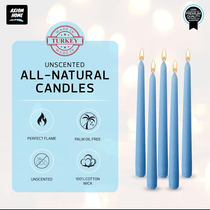 Pack of 10 Unscented Taper Candles-9.84 Inches Tall Thicker Candle Set-9 Hours Burning time (Baby Blue)