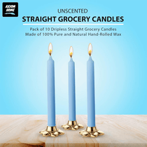 (Pack of 10) Unscented Straight Candles -10 Hours Burning Time (Baby Blue)