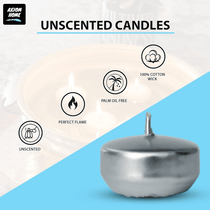 Unscented Pack of 24 Floating Candles, 4 Hours Burning Time - ( Metallic Silver )