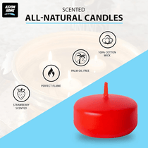 Unscented Pack of 24 Floating Candles, 4 Hours Burning Time - ( Red )