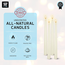 Pack of 10 Unscented Taper Candles-9.84 Inches Tall Thicker Candle Set-9 Hours Burning time (Ivory)