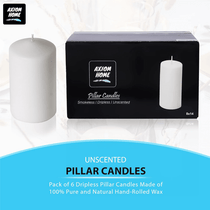 (Pack of 6) Long lasting Pillar Candles 89 Hours - FREE SHIPPING - Axiom (White-3.15 x 5.50 Inches)