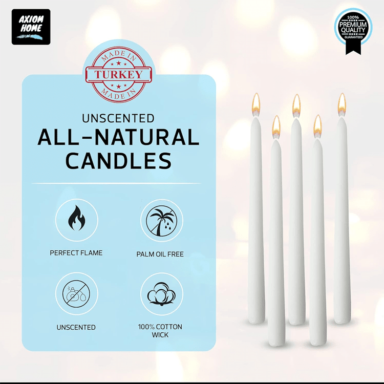 Pack of 10 Unscented Taper Candles-9.84 Inches Tall Thicker Candle Set-9 Hours Burning time (White)