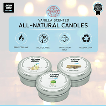 Pack of 3 Scented Tin Candles - 15 Hours Long Lasting Combo (Apple, Cinnamon, Vanilla)