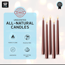 Pack of 10 Unscented Taper Candles-9.84 Inches Tall Thicker Candle Set-9 Hours Burning time (Metallic Copper)