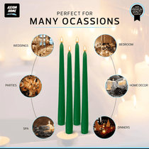 Pack of 10 Unscented Taper Candles-9.84 Inches Tall Thicker Candle Set-9 Hours Burning time (Green)