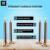 (Pack of 10) Unscented Straight Candles -10 Hours Burning Time (Metallic Copper)