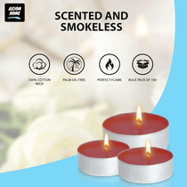 Tealight Candles - Smokeless Small Tea Candles with 4 Hours Extended Burn Time (Strawberry Scent)