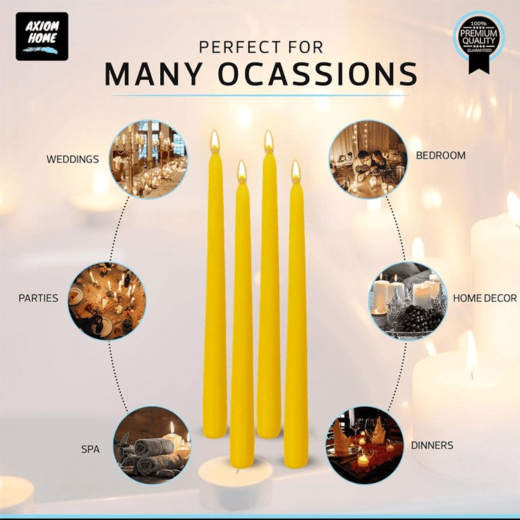 Melt Candle Company - 10'' SMILING YELLOW Taper Candles Set of 10❗️😍 Decor  & Events❗️Unscented. Burn Time: 8h👍 Crafted with high-quality food-grade  wax and a cotton wick. Order now on 👇 👇👇