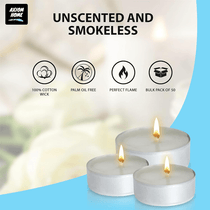 Tealight Candles - Smokeless Small Tea Candles with 4 Hours Extended Burn Time (Unscented)