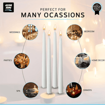 Pack of 10 Unscented Taper Candles-9.84 Inches Tall Thicker Candle Set-9 Hours Burning time (White)