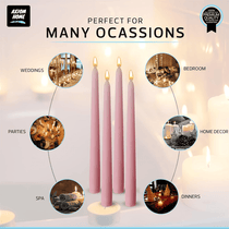 Pack of 10 Unscented Taper Candles-9.84 Inches Tall Thicker Candle Set-9 Hours Burning time (Baby Pink)