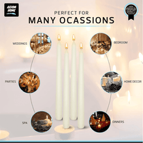 Pack of 10 Unscented Taper Candles-9.84 Inches Tall Thicker Candle Set-9 Hours Burning time (Ivory)
