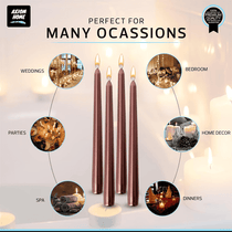 Pack of 10 Unscented Taper Candles-9.84 Inches Tall Thicker Candle Set-9 Hours Burning time (Metallic Copper)