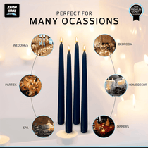 Pack of 10 Unscented Taper Candles-9.84 Inches Tall Thicker Candle Set-9 Hours Burning time (Midnight Blue)