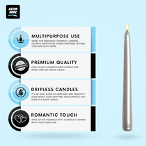 Pack of 10 Unscented Taper Candles-9.84 Inches Tall Thicker Candle Set-9 Hours Burning time (Metallic Pearl White)