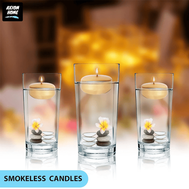 Unscented Pack of 24 Floating Candles, 4 Hours Burning Time - ( Metallic Golden )