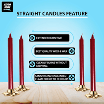 (Pack of 10) Unscented Straight Candles -10 Hours Burning Time (Red)