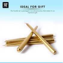 Pack of 10 Unscented Taper Candles-9.84 Inches Tall Thicker Candle Set-9 Hours Burning time (Golden)