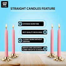 (Pack of 10) Unscented Straight Candles -10 Hours Burning Time (Baby Pink)