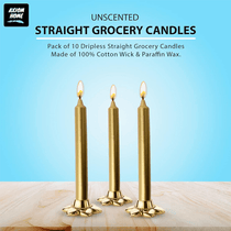(Pack of 10) Unscented Straight Candles -10 Hours Burning Time (Golden)