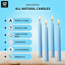 (Pack of 10) Unscented Straight Candles -10 Hours Burning Time (Baby Blue)