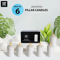 (Pack of 6) Long lasting Pillar Candles 89 Hours - FREE SHIPPING - Axiom (White-3.15 x 5.50 Inches)