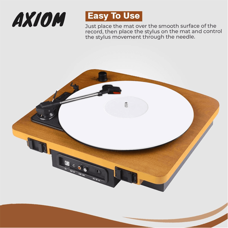 Axiom Turntable Acrylic Slipmat for Vinyl LP Record Players 2.7mm Thick for Better Sound Support on Record Player Provides Antistatic and Tighter bass (White)