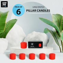 (Pack of 6) Long lasting Pillar Candles 51 Hours - FREE SHIPPING - Axiom (Red-3.15 x 3.15 Inches)