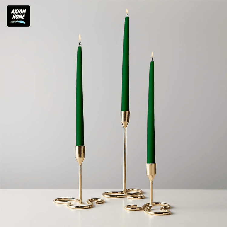 Pack of 10 Unscented Taper Candles-9.84 Inches Tall Thicker Candle Set-9 Hours Burning time (Green)