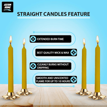 (Pack of 10) Unscented Straight Candles -10 Hours Burning Time (Yellow)