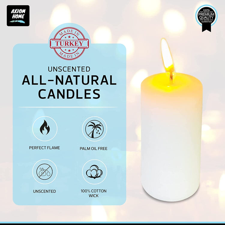  Unscented Small Votive Pillar Candles, 7.5 Hours Long Lasting Burning - 100% Natural Wax Smokeless Candles 